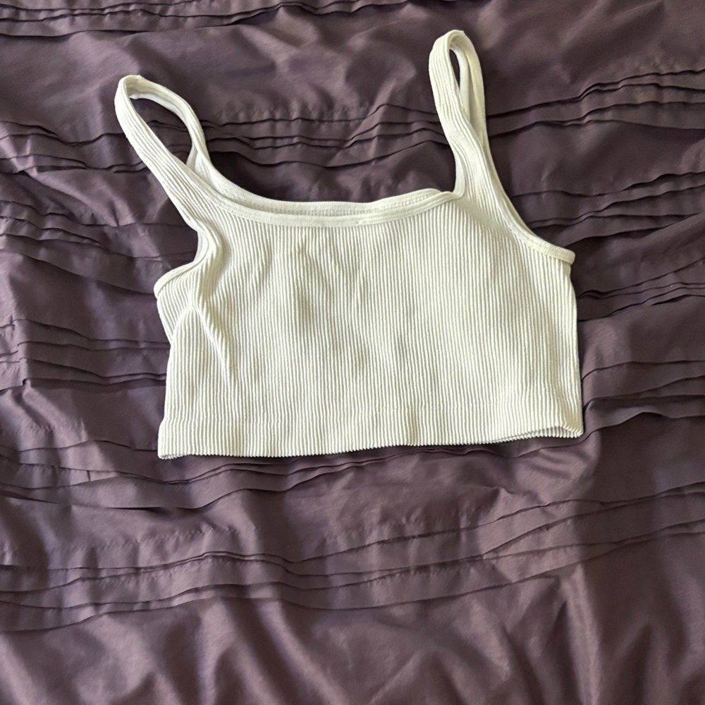 Cotton On Cream Ribbed Crop Top